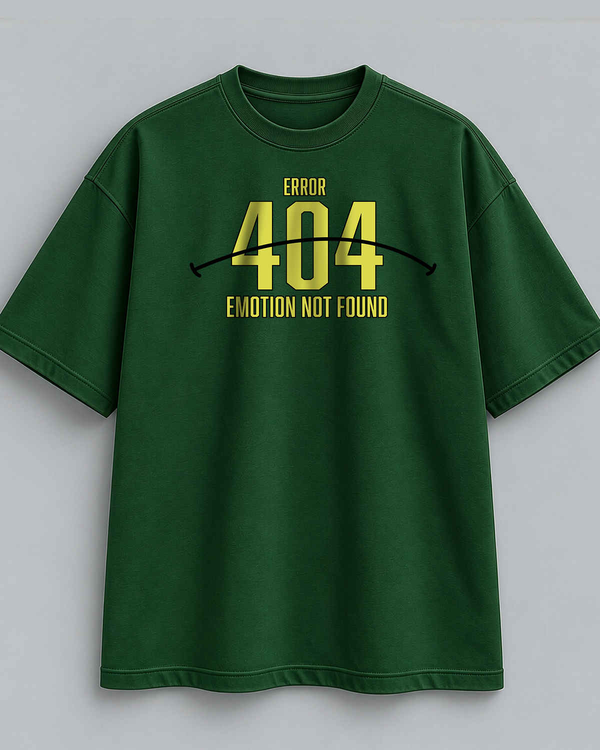 Error 404 Emotion Not Found Oversized Green T-Shirt – Graphic Streetwear Tee