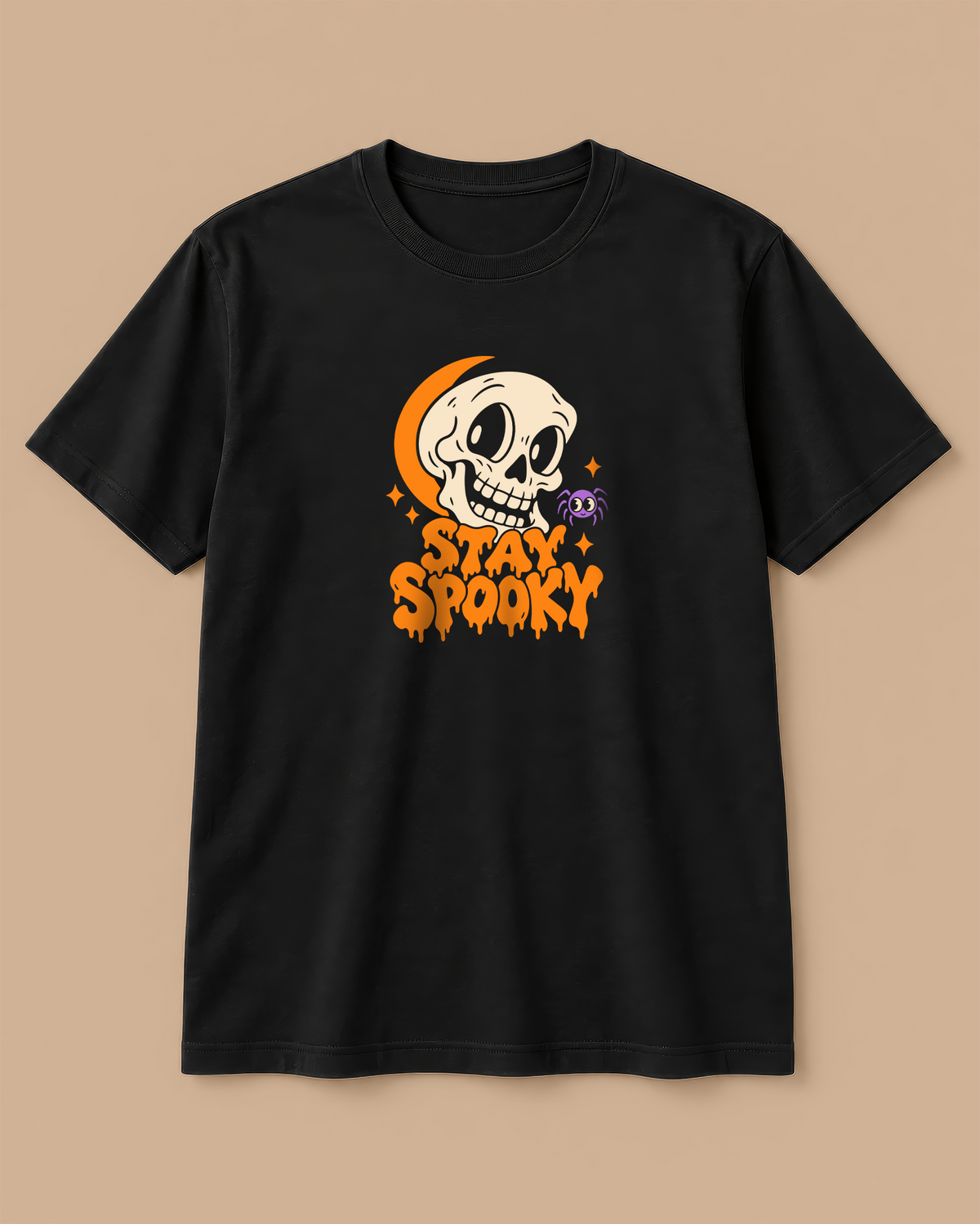 Stay Spooky Skull Graphic Black T-Shirt – Halloween Regular Fit Tee