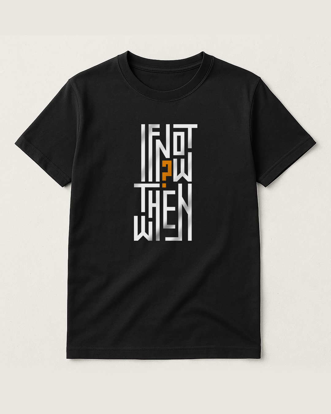 If Not Now Then When – Motivational Typography Black T-Shirt