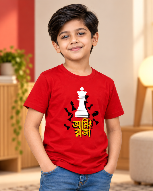 আমিই রাজা” Chess King Kids Red T-Shirt - Regular Fit