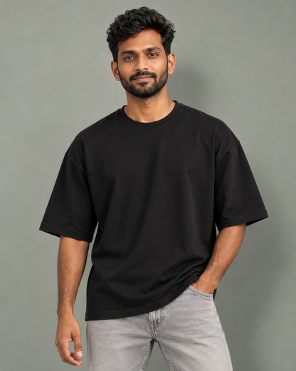 Golden Dragon Back Print Oversized Black T-Shirt – Minimal Front Streetwear Tee