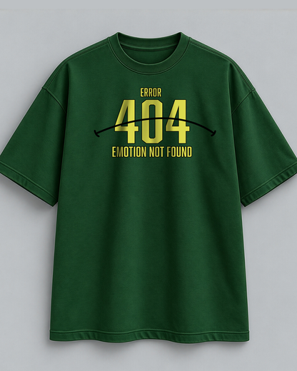 Error 404 Emotion Not Found Oversized Green T-Shirt – Graphic Streetwear Tee
