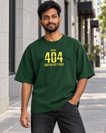 Error 404 Emotion Not Found Oversized Green T-Shirt – Graphic Streetwear Tee