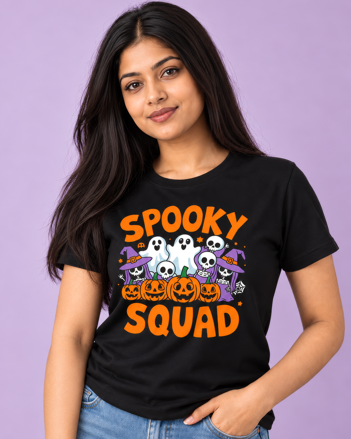 Spooky Squad Halloween Graphic Black T-Shirt - Regular Fit